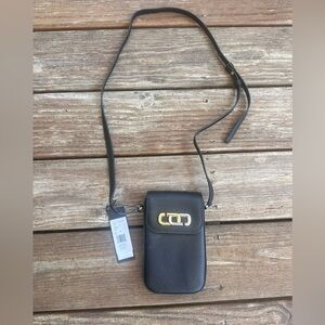 Marc Jacobs Black Phone Crossbody with Gold Detail